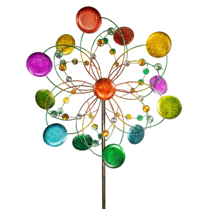 BELLA LENA XL großes color Windrad Windspiel Blume Metall 159 cm Ø 63 cm