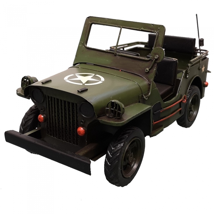 US ARMY JEEP Geländewagen olivgrün Blechauto Blech Modellauto