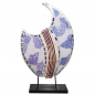 Preview: COLOR MAGIC ASIA Tischlampe blau weiß BALI LAMPE handgefertigt 30 cm
