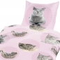 Preview: RELAXTE KATZEN pink rosa Mikrofaser Bettwäsche 135x200 cm