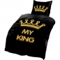 Preview: KÖNIG KING schwarz gold Wendebettwäsche Bettwäsche Mikrofaser 135x200 cm