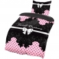 Preview: SÜSSE TRÄUME SCHWARZ PINK Bettwäsche Garnitur 135x200 cm Mikrofaser