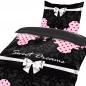 Preview: SÜSSE TRÄUME SCHWARZ PINK Bettwäsche Garnitur 135x200 cm Mikrofaser