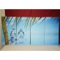 Preview: Bild Kunstdruck TROPICAL PINGUINS 4-teilig 80x160 cm bespannt auf Holzrahmen