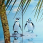Preview: Bild Kunstdruck TROPICAL PINGUINS 4-teilig 80x160 cm bespannt auf Holzrahmen
