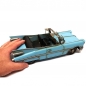 Preview: US Straßenkreuzer Cabrio mit Heckflossen hellblau Blechauto Blech Modellauto