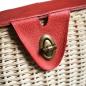 Preview: 70er Jahre Vintage Korbtasche Basket Bag mit rotem Deckel & Drehverschluss