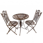 Preview: Gartenmöbel Set RIVIERA Antik Look BRAUN Eisen 2x Stuhl 1x Tisch