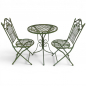 Preview: Gartenmöbel Set RIVIERA Antik Look GRÜN Eisen 2x Stuhl 1x Tisch