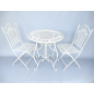 Preview: Gartenmöbel Set AMALFI Antik Look WEISS Eisen 2x Stuhl 1x Tisch