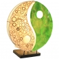 Preview: YING YANG Bambus Capis Tischlampe grün BALI LAMPE 30 cm handgefertigt