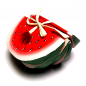 Preview: 6er Set Serviettenringe WASSERMELONE Motiv handbemalt Holz