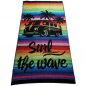 Preview: SURF THE WAVE schwarz bunt XL Strandtuch Badetuch 90x175 cm