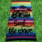 Preview: SURF THE WAVE schwarz bunt XL Strandtuch Badetuch 90x175 cm