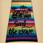 Preview: SURF THE WAVE schwarz bunt XL Strandtuch Badetuch 90x175 cm