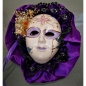 Preview: Venezianische KARNEVALS MASKE Wanddeko 16 cm Stoff Keramik lila