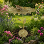 Preview: Vogelbad Vogeltränke Blumenform, rustikal grün, für Garten, Terrasse & Balkon
