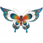 Preview: EDEL SCHMETTERLING BLAU 74 cm Metall Glas Wanddekoration für Innen & Außen