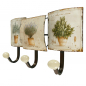 Preview: Garderobenleiste KRÄUTER Metall 3er Haken Wandgarderobe Antik Look