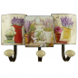 Preview: Garderobenleiste LAVENDEL VARIATIONEN Metall 3er Haken Wandgarderobe Antik Look