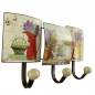 Preview: Garderobenleiste LAVENDEL VARIATIONEN Metall 3er Haken Wandgarderobe Antik Look