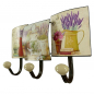Preview: Garderobenleiste LAVENDEL VARIATIONEN Metall 3er Haken Wandgarderobe Antik Look