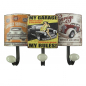 Preview: Garderobenleiste US OLDTIMER MY GARAGE Metall 3er Haken Wandgarderobe Antik Look
