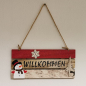 Preview: WILLKOMMEN Winter Schild Schneemann Schneeflocke Weihnachten Holzschild 24x11 cm