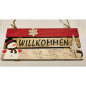 Preview: WILLKOMMEN Winter Schild Schneemann Schneeflocke Weihnachten Holzschild 24x11 cm