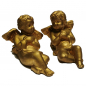 Preview: ENGEL DUO liegend Weihnachten Deko Keramik Gold Farbig