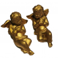 Preview: ENGEL DUO liegend Weihnachten Deko Keramik Gold Farbig