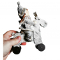 Preview: Winterkind auf rollendem Rentier charmante Weihnachtsfigur im Strickdesign