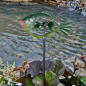 Preview: Gartenstecker Metallfisch FISCH GRÜN Windrad Windspiel 135 cm handbemalt