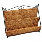 Preview: Zeitungsständer Zeitungshalter Metall Bast 2-fach unterteilt