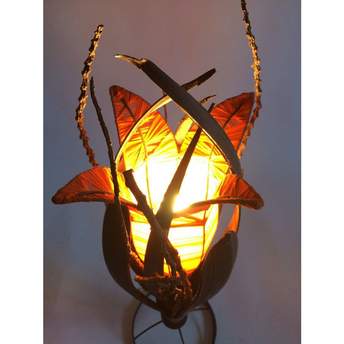 TULIP ORANGE Stehlampe Bali Lampe Tulpen Design handgefertigt 60 cm