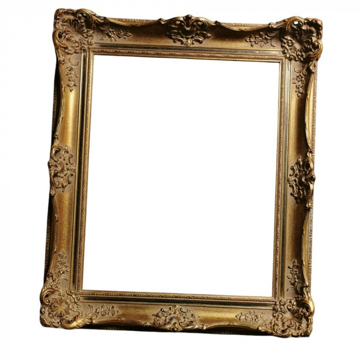 Luxuriöser Holz-Bilderrahmen Antik-Stil Goldfarben, Barocke Wanddeko 64,5 × 54,5 cm 90erJahre