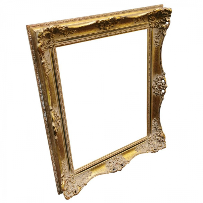 Luxuriöser Holz-Bilderrahmen Antik-Stil Goldfarben, Barocke Wanddeko 64,5 × 54,5 cm 90erJahre