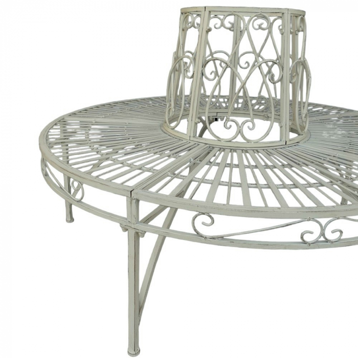 Baumbank CONTESSA Antik Look WEISS Eisen Parkbank Gartenbank