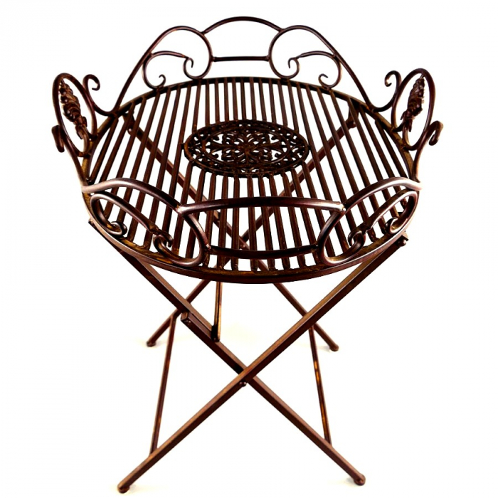 Gartentisch AMELIE klappbares Tischtablett BRAUN Eisen Tisch Beistelltisch