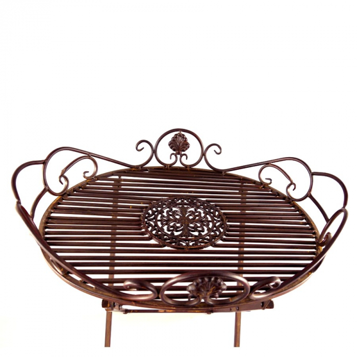 Preview: Gartentisch AMELIE klappbares Tischtablett BRAUN Eisen Tisch Beistelltisch