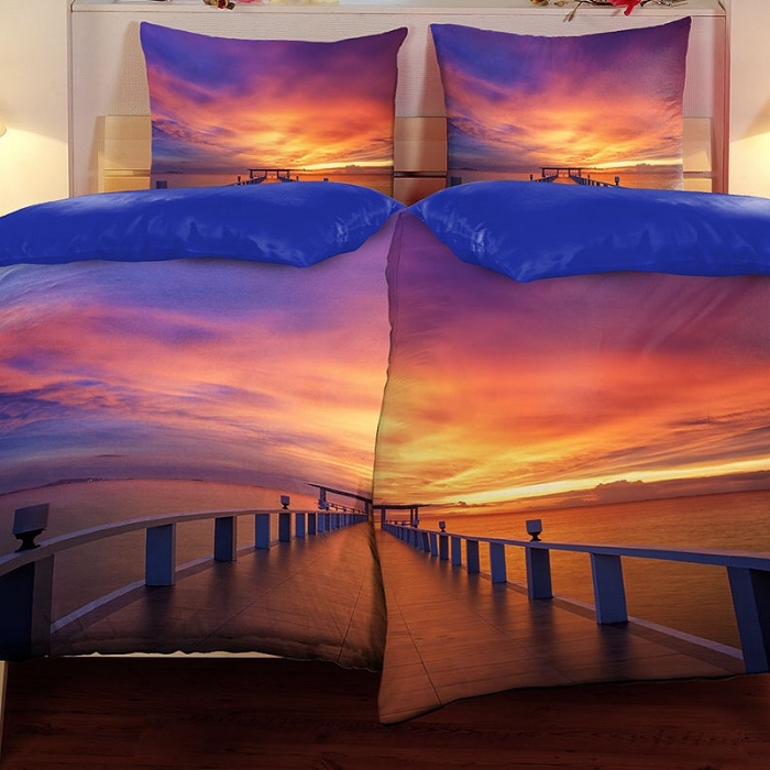 2x Garnituren Set TROPICAL ISLAND Bettwäsche Wendebettwäsche Mikrofaser 135x200 cm