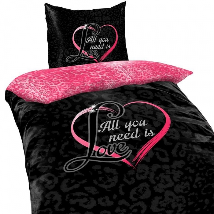 WAS DU BRAUCHST IST LIEBE Fellmuster LEOPARD Bettwäsche Mikrofaser 135x200 cm