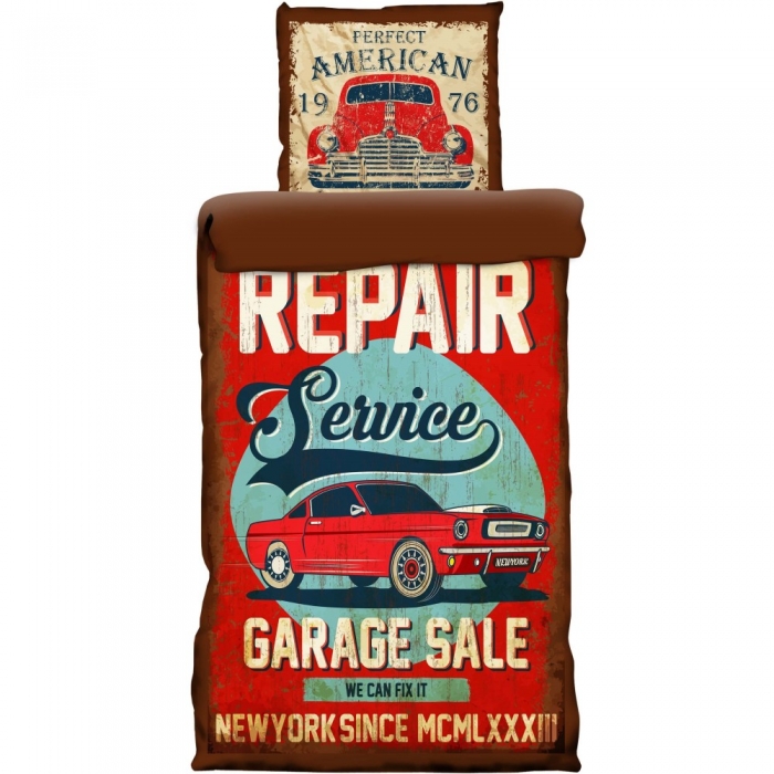 NEW YORK USA GARAGE CAR SALE Bettwäsche Mikrofaser 135x200cm