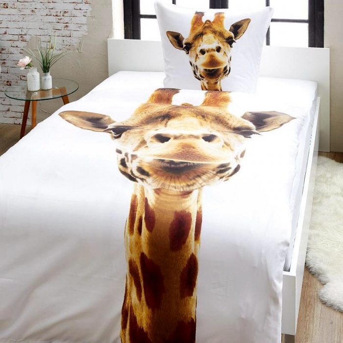 Preview: ANIMAL ALARM LUSTIGE GIRAFFE Bettwäsche Mikrofaser 135x200 cm