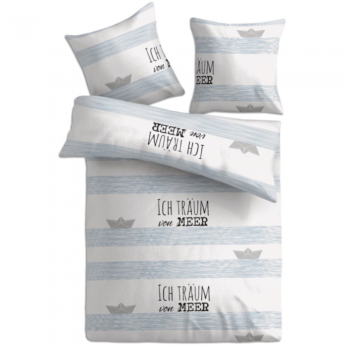 Preview: ICH TRÄUM VON MEER Bettwäsche Baumwolle 135x200 cm
