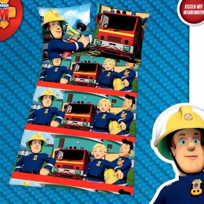 FEUERWEHRMANN SAM & Freunde Feuerwehr Bettwäsche Wendebettwäsche Baumwolle 135x200 cm
