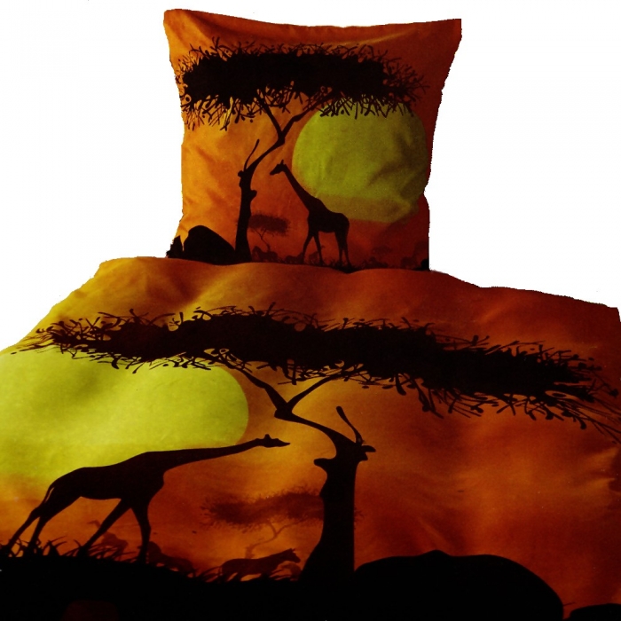 AFRIKA SAVANNE Giraffe Bettwäsche Wendebettwäsche Mikrofaser 135 x 200 cm