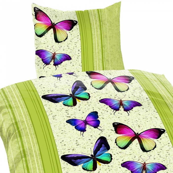 SCHMETTERLINGE BUTTERFLIES GRÜN Bettwäsche Mikrofaser 135x200 cm