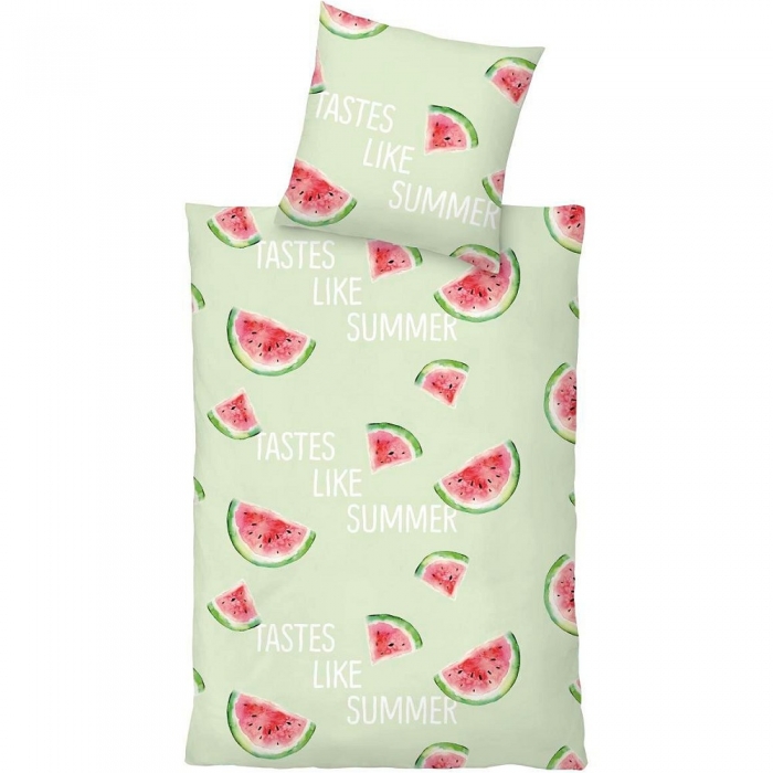 Preview: SUMMER WATERMELON grün Bettwäsche Mikrofaser 135x200 cm