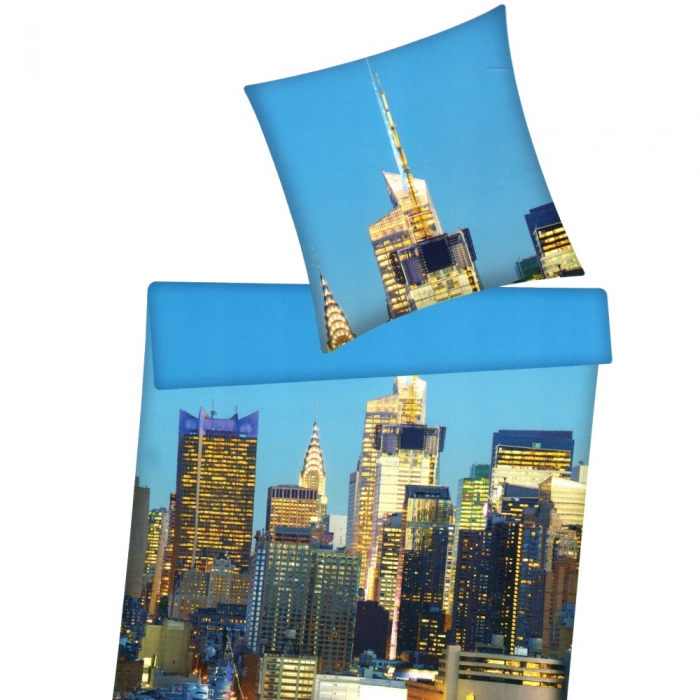NEW YORK CITY Skyline Wolkenkratzer Baumwolle Renforce Bettwäsche 135x200 cm